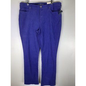 Lands End Womens Purple Mid Rise Straight Leg Corduroy Jeans Stretch Zip Fly 16